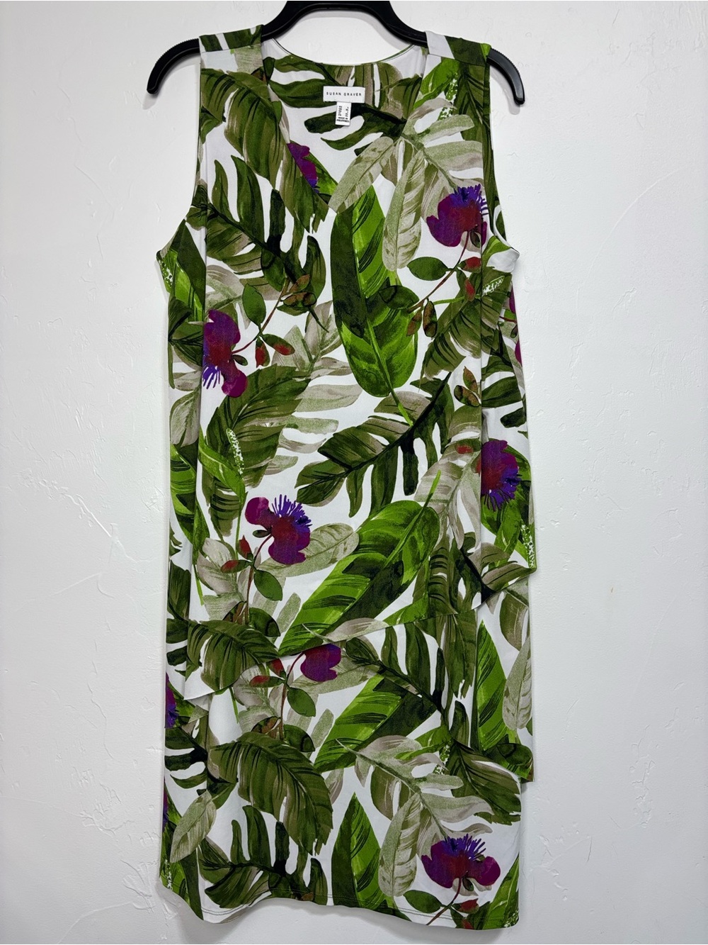 Susan Graver Liquid Knit Tropical Women's Dress Large Sleeveless Colorful Summer